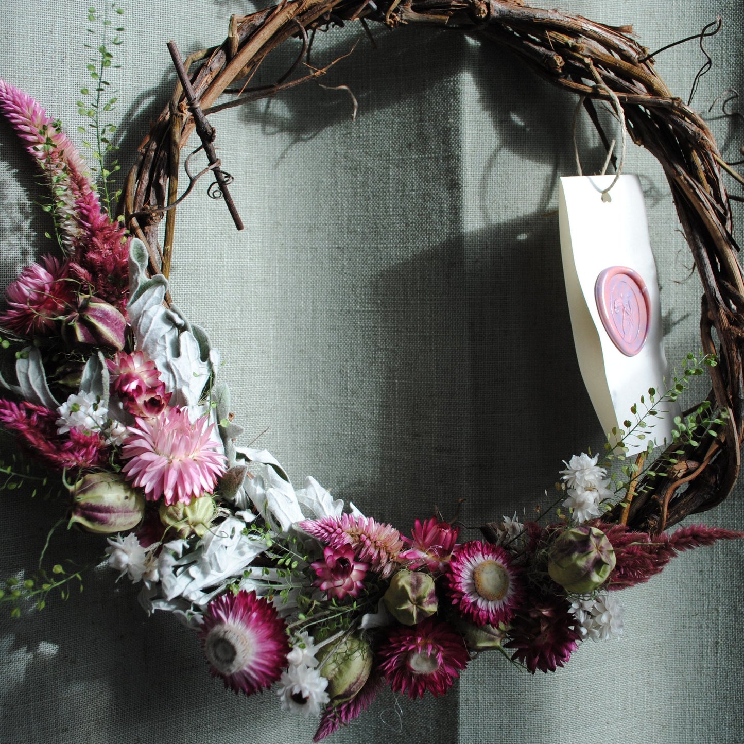 Handwoven Wreath with Dried Flowers